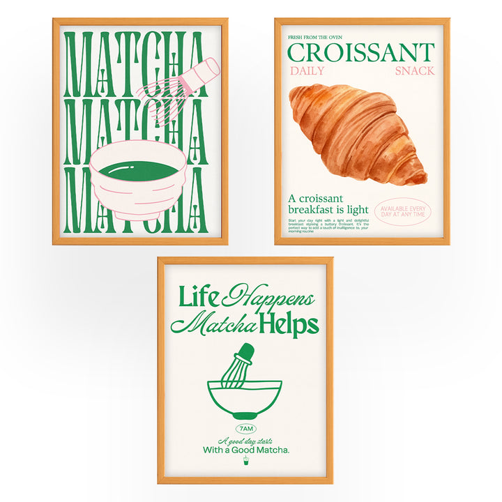 Set of 3 - 1 Croissant & Matcha Frames